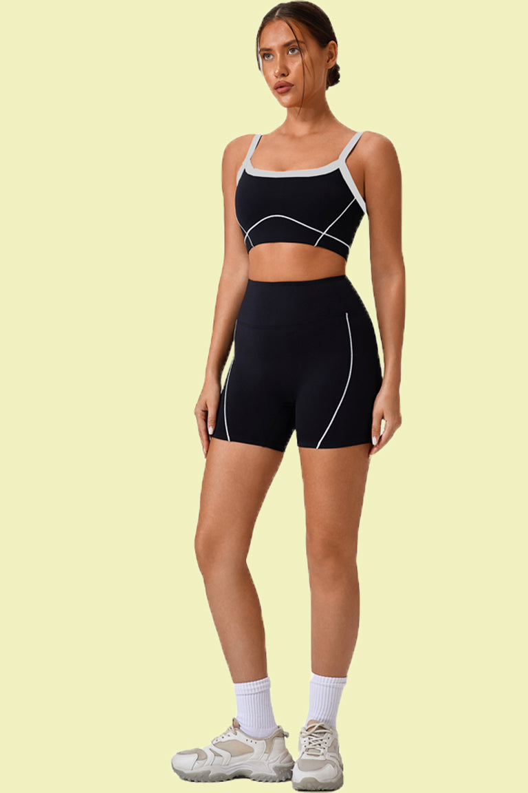 COCER Contrast color bra shorts yoga set