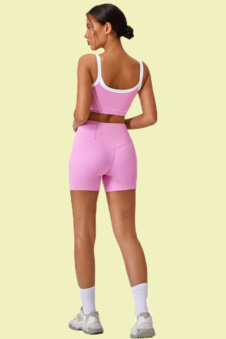 COCER Contrast color bra shorts yoga set