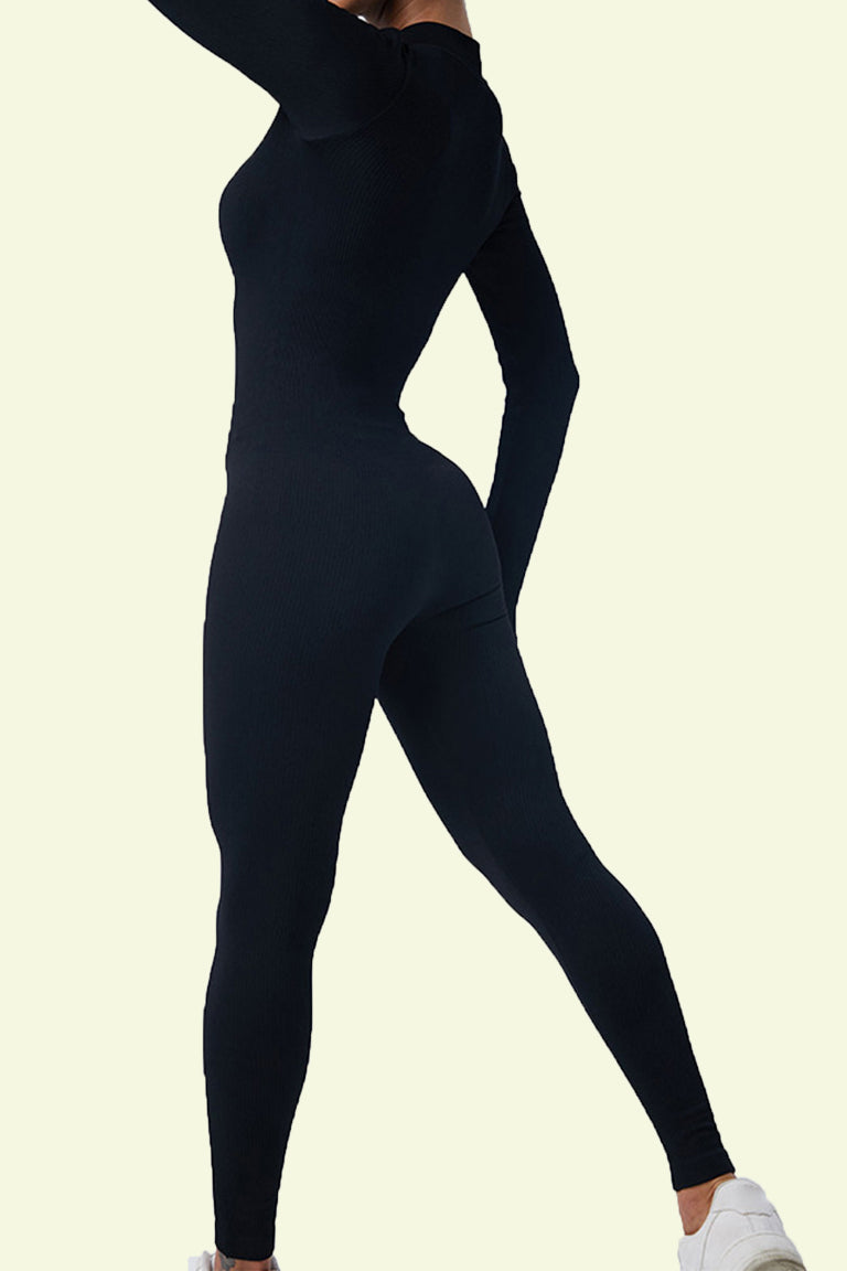 COCRE Zippered long-sleeved tight yoga jumpsuit