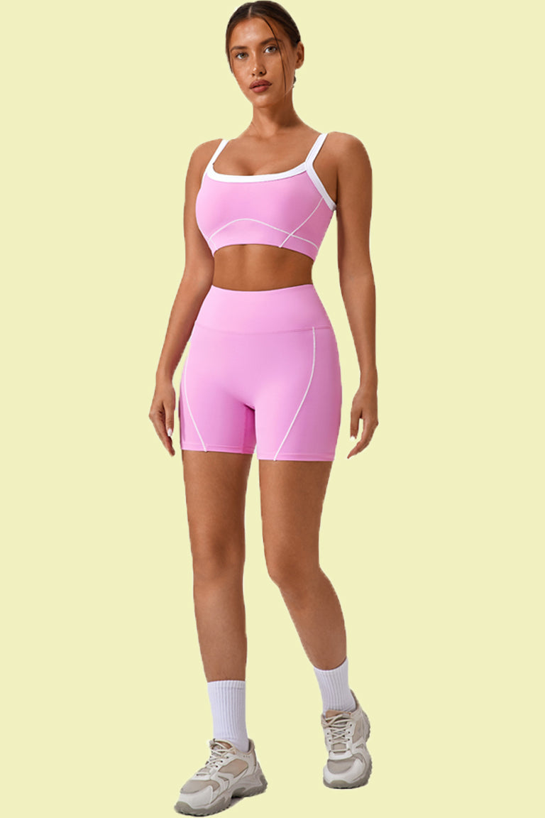 COCER Contrast color bra shorts yoga set