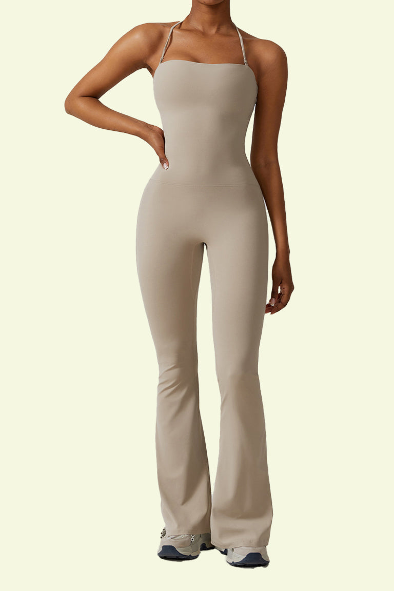 COCRE Quick-drying halterneck flared bodysuit