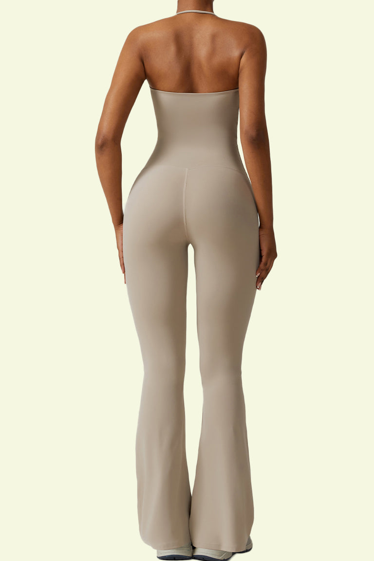 COCRE Quick-drying halterneck flared bodysuit