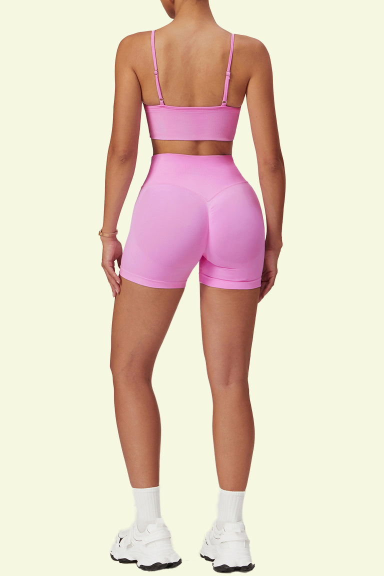 COCRE Sexy Threaded Suspender Shorts Yoga Set