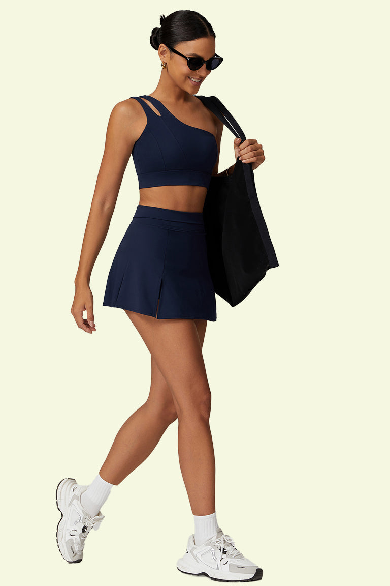 COCRE oblique one-shoulder bra short skirt sports yoga set