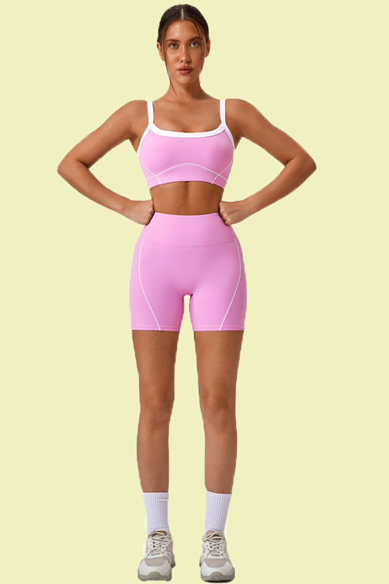 COCER Contrast color bra shorts yoga set