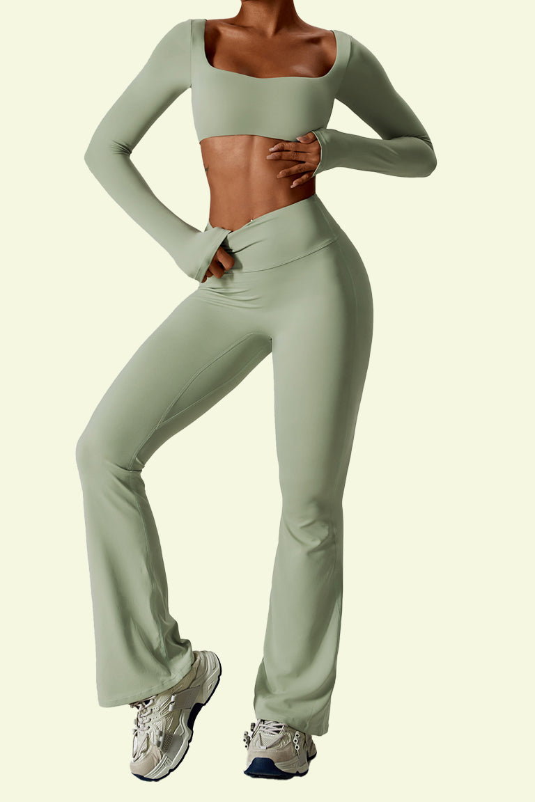 COCRE Bra long sleeve flared pants yoga set