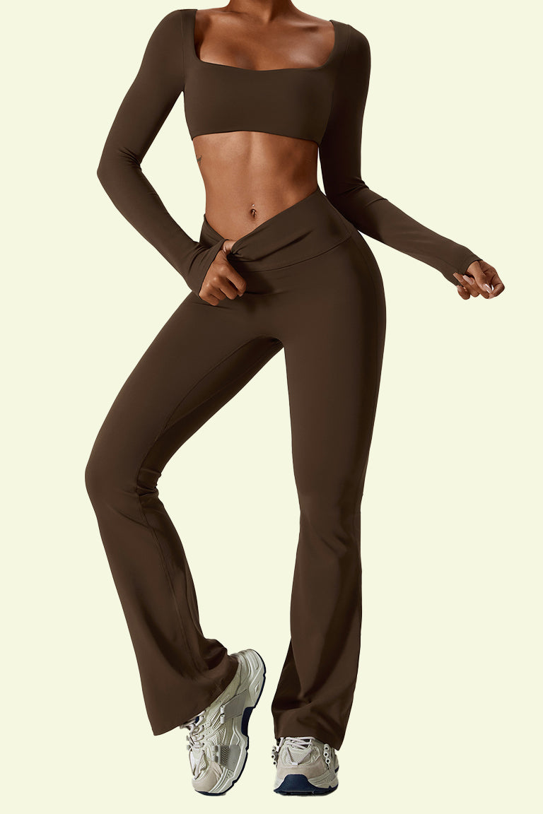 COCRE Bra long sleeve flared pants yoga set