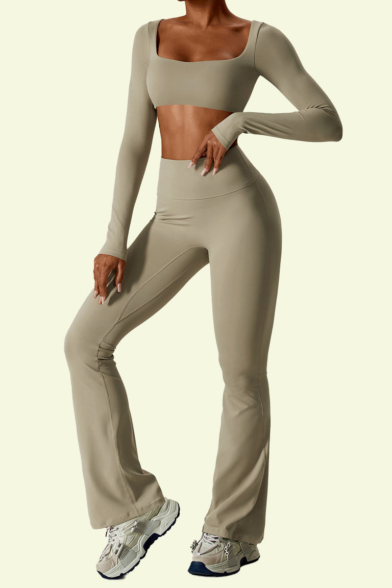 COCRE Bra long sleeve flared pants yoga set