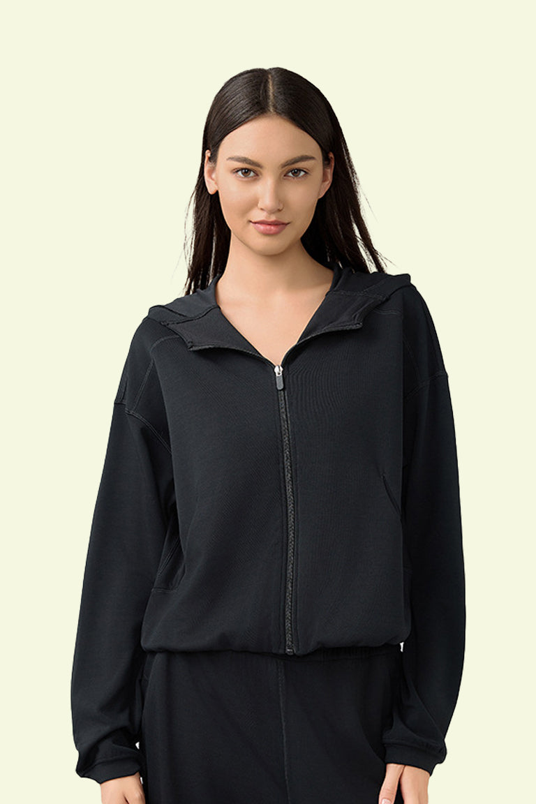 COCRE Gathered Hem Hoodie