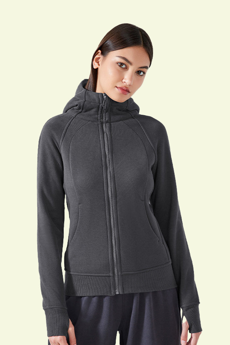 COCRE Fashion Stand Collar Zipper Yoga Sports Sweatshirt