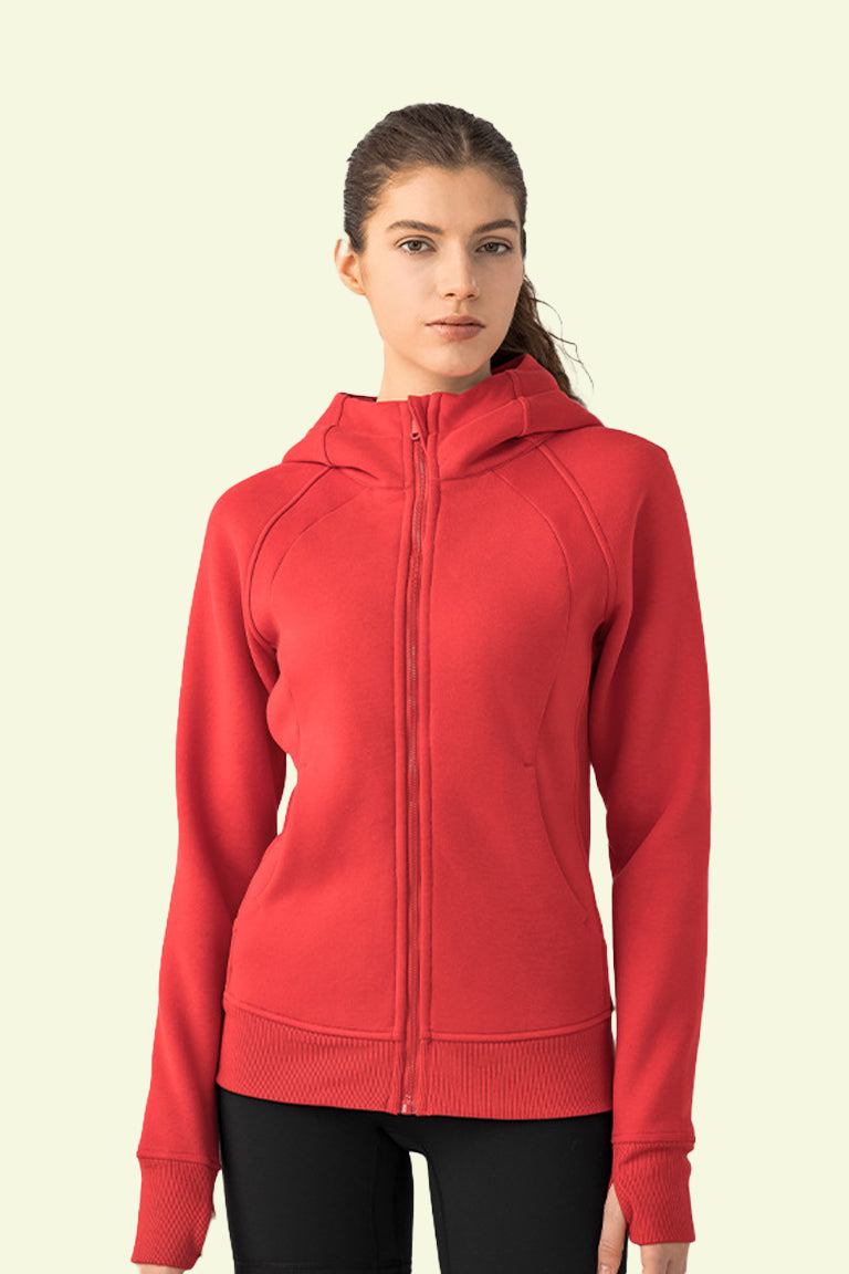 COCRE Fashion Stand Collar Zipper Yoga Sports Sweatshirt